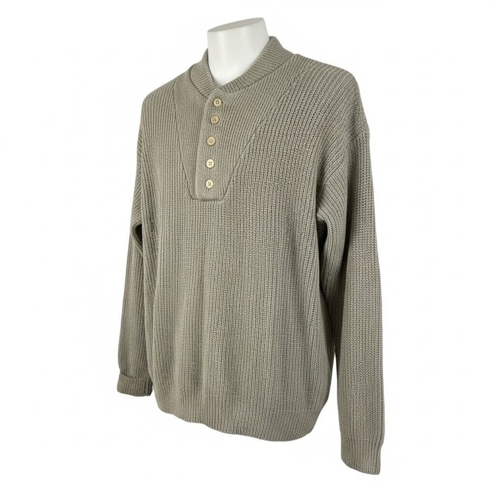 Guide Gear Men’s Silk Cotton Henley Sweater Tan Size XL